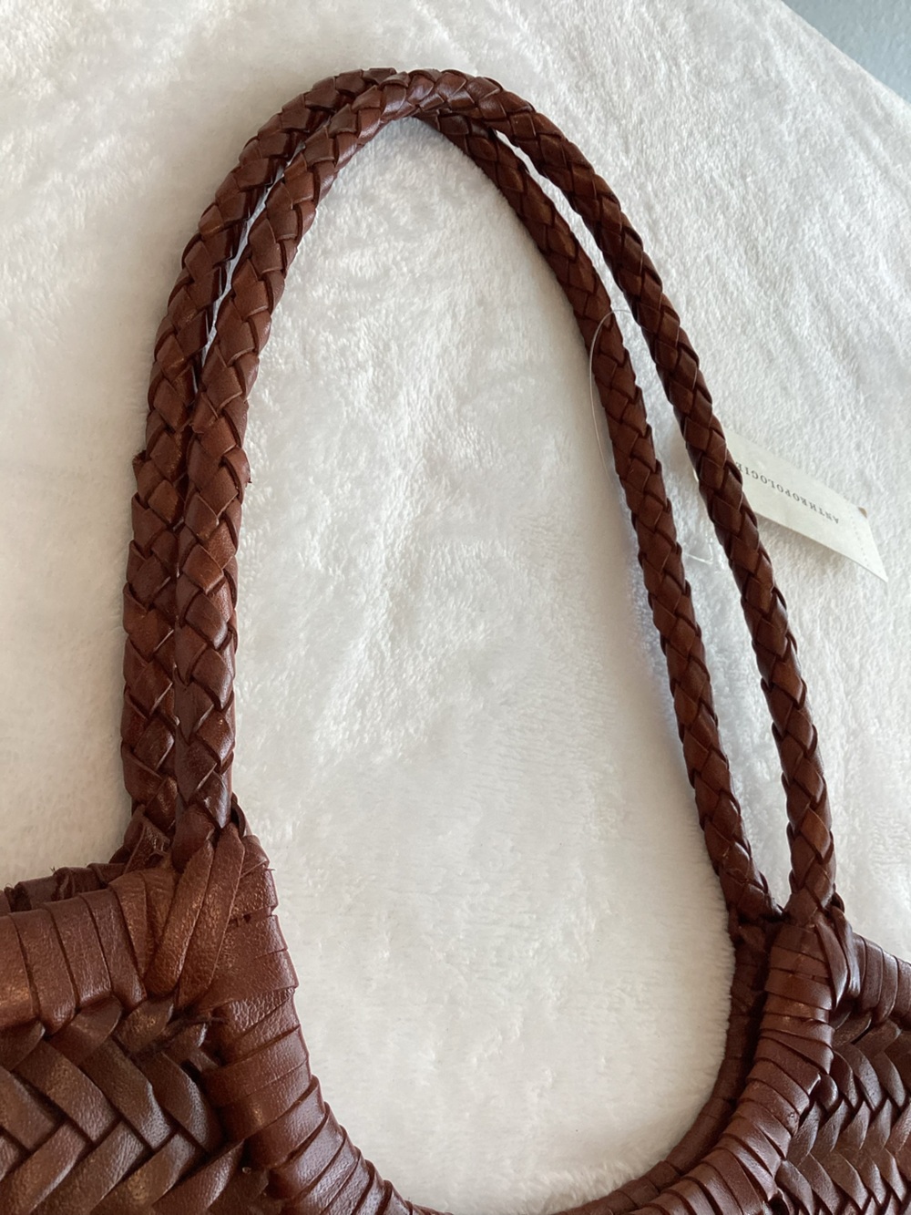 Anthropologie Woven Leather Tote New Tan Brown Beach Summer - Picture 7 of 11